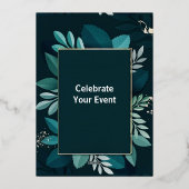 Invitation En Aluminium Feuille verte foncé dorée (Verso)