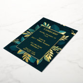 Invitation En Aluminium Feuille verte foncé dorée (Rotation)