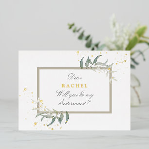Invitation En Aluminium feuilles aquarelle demoiselle d'honneur propositio