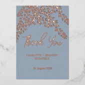 Invitation En Aluminium Feuilles Bleu Poussiéreux Mariage Remerciements Ro (Recto)