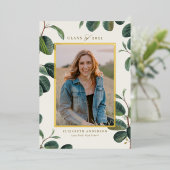 Invitation En Aluminium Feuilles botaniques à l'aquarelle Beige Photo Remi (Debout devant)