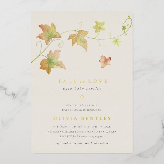 Invitation En Aluminium Feuilles d'automne Baby shower d'automne moderne (Recto)
