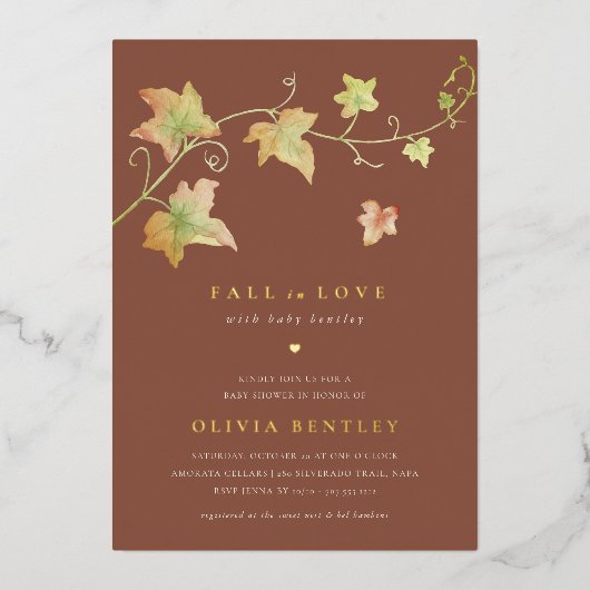 Invitation En Aluminium Feuilles d'automne Baby shower d'automne moderne (Recto)