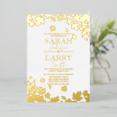 Invitation En Aluminium Feuilles d'automne Élégant or Mariage traditionnel (Debout devant)
