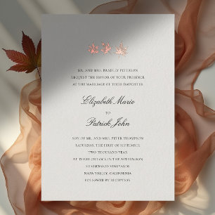 Invitation En Aluminium Feuilles d'automne Formel Moderne Classique Crème