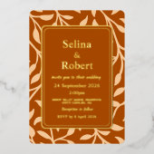 Invitation En Aluminium Feuilles d'automne orange brûlé élégantes (Recto)