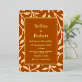 Invitation En Aluminium Feuilles d'automne orange brûlé élégantes (Debout devant)