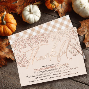 Invitation En Aluminium Feuilles d'automne reconnaissantes à la crème mode