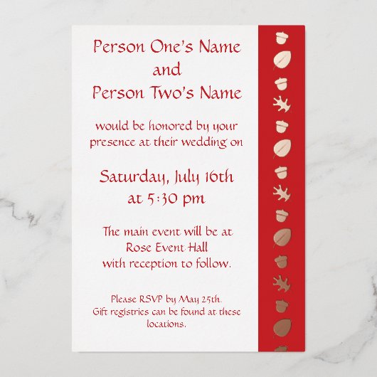 Invitation En Aluminium Feuilles d'automne sur l'invitation Cherry Foil (Recto)