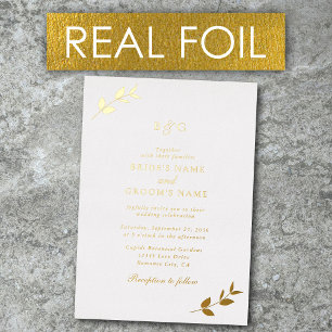 Invitation En Aluminium Feuilles de papier d'or véritable élégant monogram
