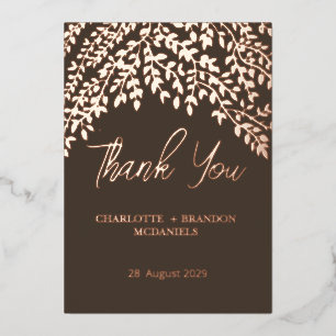 Invitation En Aluminium Feuilles de rose gold Mariage Remerciements Chocol