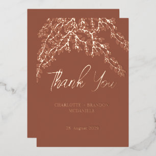 Invitation En Aluminium Feuilles de terre cuite Mariage Remerciements Rose