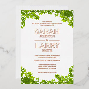 Invitation En Aluminium Feuilles de vigne et or élégant Mariage traditionn