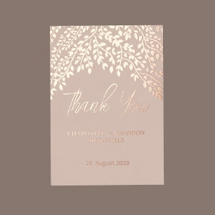 Invitation En Aluminium Feuilles d'Or Remerciements de Mariage