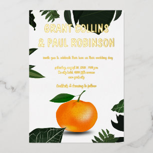 Invitation En Aluminium Feuilles fraîches de palmier mandarine
