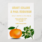 Invitation En Aluminium Feuilles frais de Tangerine (Recto)