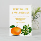 Invitation En Aluminium Feuilles frais de Tangerine (Debout devant)