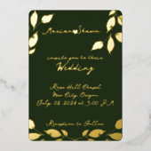 Invitation En Aluminium Feuilles minimaux d'or vert élégant (Recto)