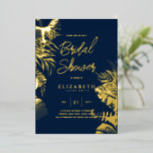 Invitation En Aluminium Feuilles Tropical Disco FÊTE DES MARIÉES Gold Blin (Debout devant)