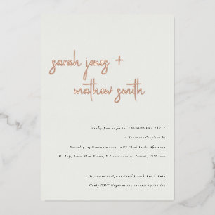 Invitation En Aluminium Fiançailles de script noir moderne minimaliste
