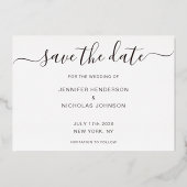 Invitation En Aluminium Fiançailles Mariage photo Gold Script Enregistrer (Verso)