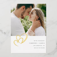 Fiançailles photo moderne Gold Foil Double Coeur
