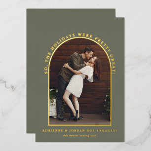 Invitation En Aluminium Fiançailles photo Sage Green Gold Arch
