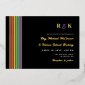 Invitation En Aluminium Fierté Stripes Monogramme Mariage LGBT informel (Recto)