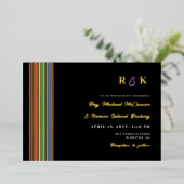 Invitation En Aluminium Fierté Stripes Monogramme Mariage LGBT informel (Debout devant)