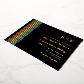 Invitation En Aluminium Fierté Stripes Monogramme Mariage LGBT informel (Rotation)