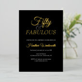 Invitation En Aluminium Fifty and Fabulous 50th Birthday Elegant (Debout devant)