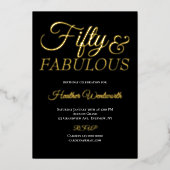 Invitation En Aluminium Fifty and Fabulous 50th Birthday Foil Script (Recto)