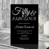 Invitation En Aluminium Fifty and Fabulous 50th Birthday Foil Script