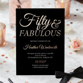 Invitation En Aluminium Fifty and Fabulous 50th Birthday Foil Script