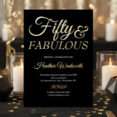 Invitation En Aluminium Fifty and Fabulous 50th Birthday Foil Script