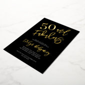 Invitation En Aluminium Fifty and Fabulous Gold Black 50th Birthday Party (Rotation)