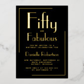 Invitation En Aluminium Fifty and Fabulous Gold Foil 50th Birthday Party (Recto)
