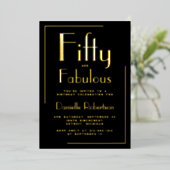 Invitation En Aluminium Fifty and Fabulous Gold Foil 50th Birthday Party (Debout devant)
