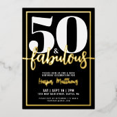 Invitation En Aluminium Fifty And Fabulous Modern 50th Birthday Gold (Recto)