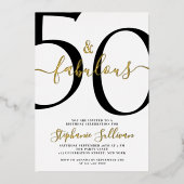 Invitation En Aluminium Fifty and Fabulous Script 50th Birthday Party  (Recto)