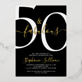 Invitation En Aluminium Fifty and Fabulous Script 50th Birthday Party  (Recto)