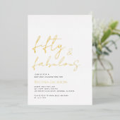 Invitation En Aluminium Fifty And Fabulous Script Gold 50th Birthday Party (Debout devant)