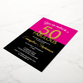 Invitation En Aluminium Fifty Fabulous Modern Black Pink 50th Birthday  (Rotation)
