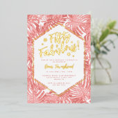 Invitation En Aluminium Fifty + Fabulous Pink Tropical 50th Birthday (Debout devant)