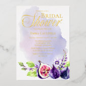 Invitation En Aluminium Figes Boho Purple Lavender Fête des mariées floral (Recto)