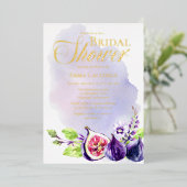 Invitation En Aluminium Figes Boho Purple Lavender Fête des mariées floral (Debout devant)