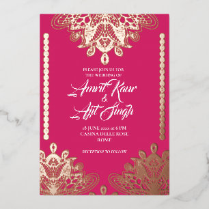 Invitation En Aluminium Filigrane Abstrait sur Fuchsia