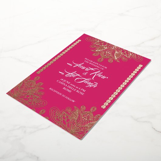 Invitation En Aluminium Filigranes Abstraits sur Fuchsia (Rotation)