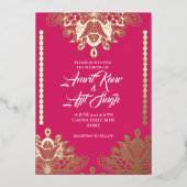 Invitation En Aluminium Filigree Abstrait sur Fuchsia (Recto)