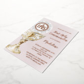 Invitation En Aluminium Fille de première communion au calice hostie (Rotation)